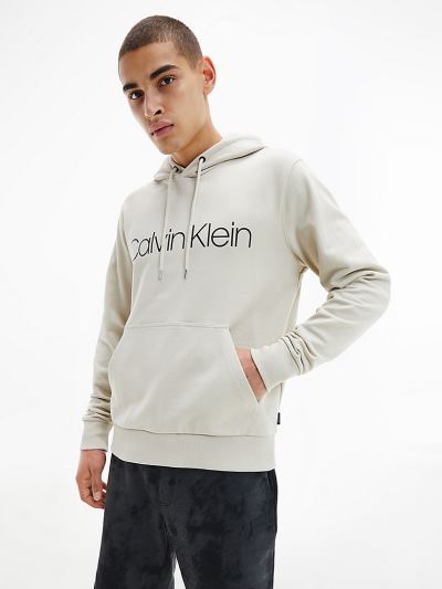 Calvin Klein Ruhák HU438594 | Calvin Klein Organic Cotton Logo Férfi Kapucnis Pulóver Szürke